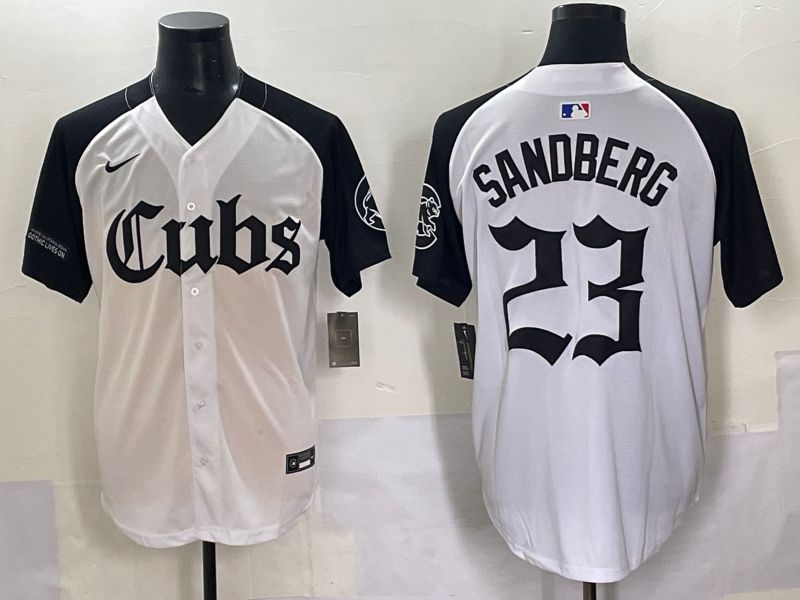 Men 2025 Chicago Cubs #23 Sandberg White black Five generations Joint Name Nike MLB Jersey style 62311->chicago cubs->MLB Jersey